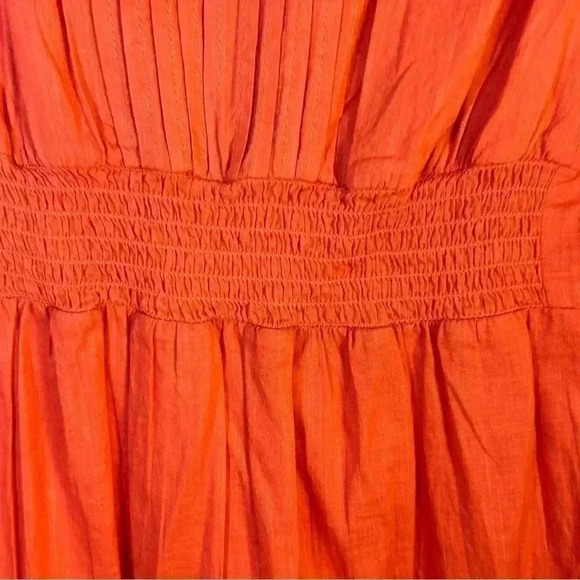 Anthro Akemi + Kin Josephine Small Embroidered Dress Coral 3/4 Sleeve NO SLIP - Picture 12 of 14